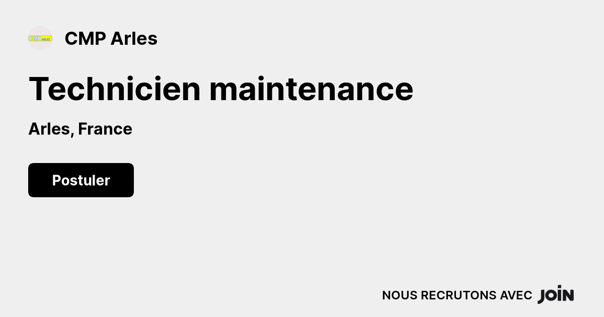 Cmp Arles Arles Technicien Maintenance