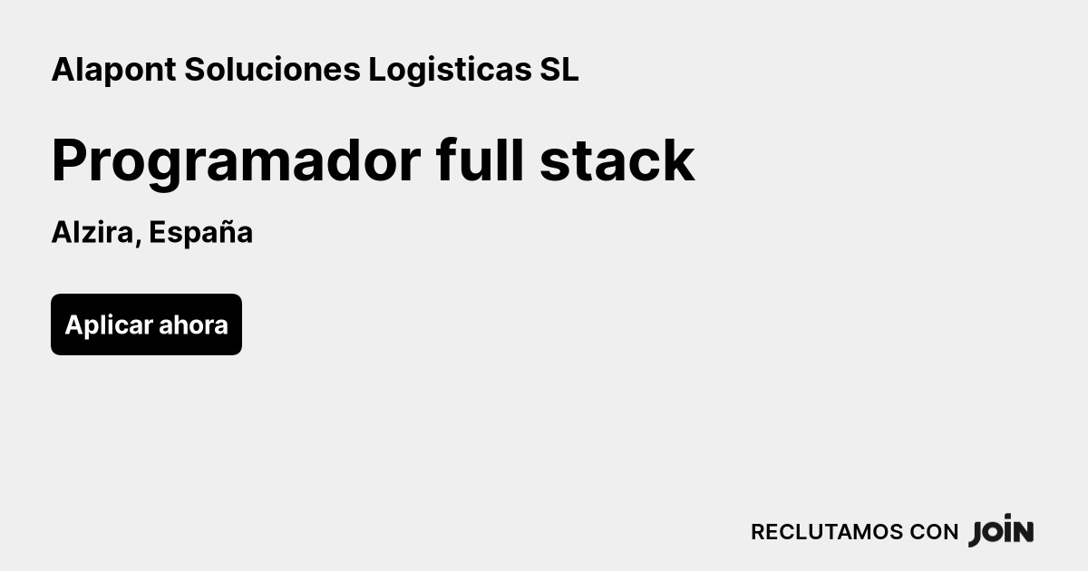 Alapont Soluciones Logisticas SL Alzira Programador Full Stack