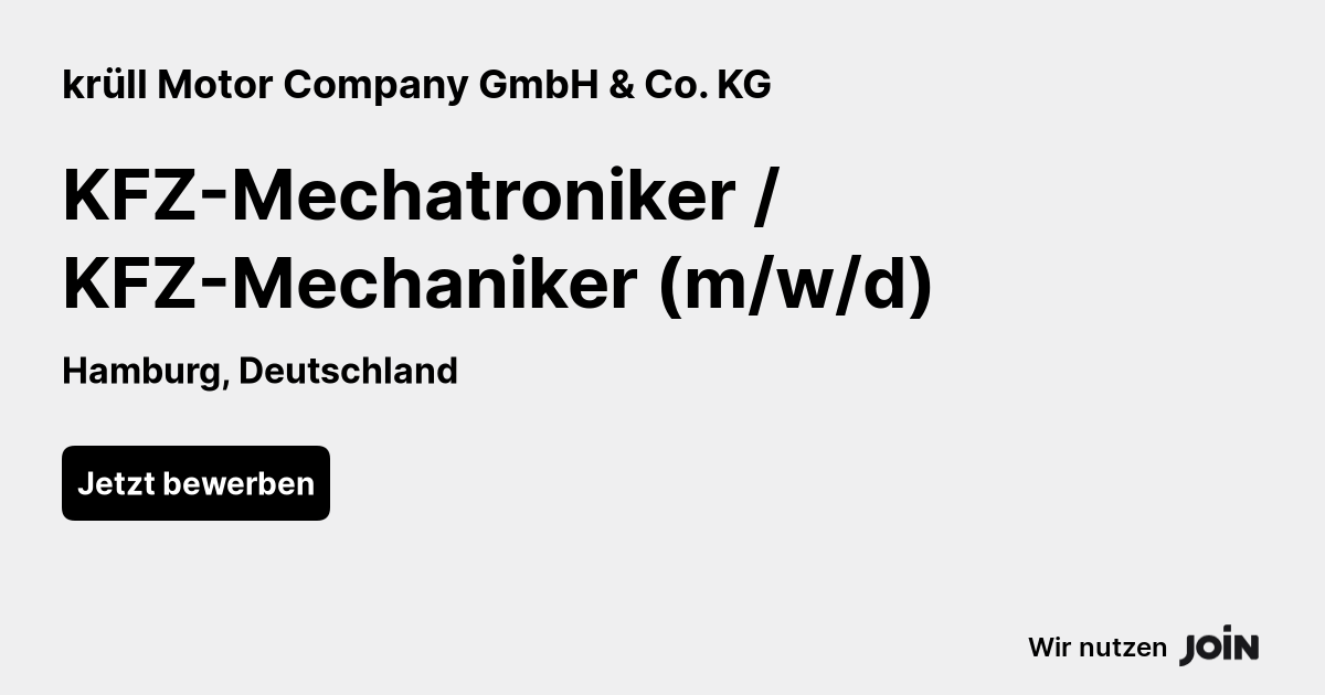 Kr Ll Motor Company Gmbh Co Kg Hamburg Kfz Mechatroniker Kfz