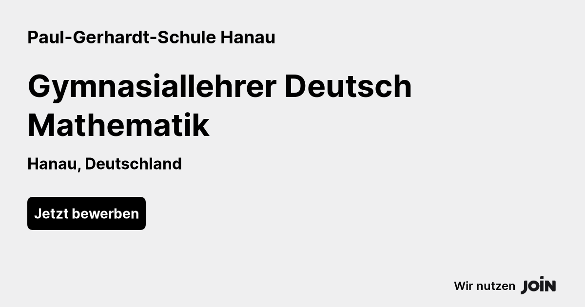 Paul Gerhardt Schule Hanau Hanau Gymnasiallehrer Deutsch Mathematik