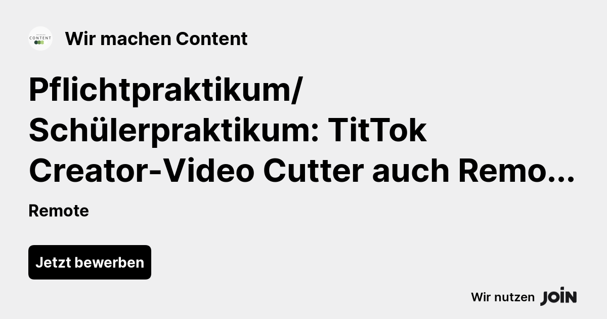 Wir machen Content Remote Pflichtpraktikum Schülerpraktikum TitTok