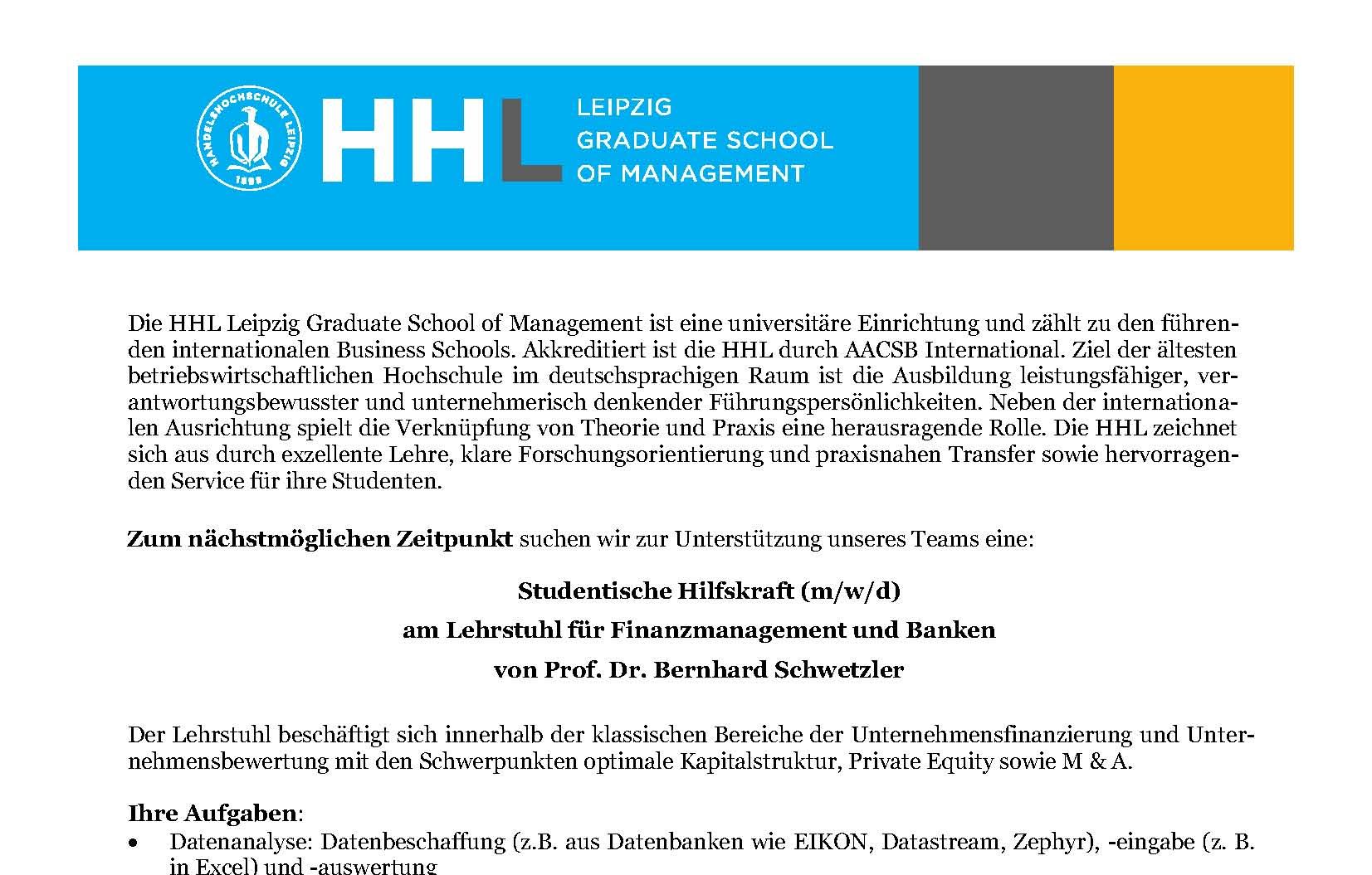 Job Hhl Leipzig Graduate School Of Management L Join
