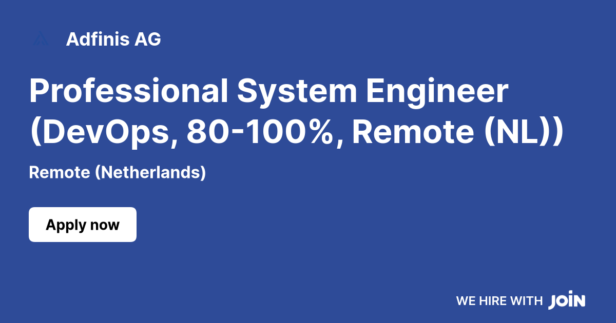 Adfinis (Hengelo): Professional System Engineer (DevOps, 80-100% ...