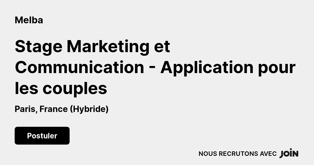 Melba (Paris): Stage Marketing et Communication - Application pour les ...