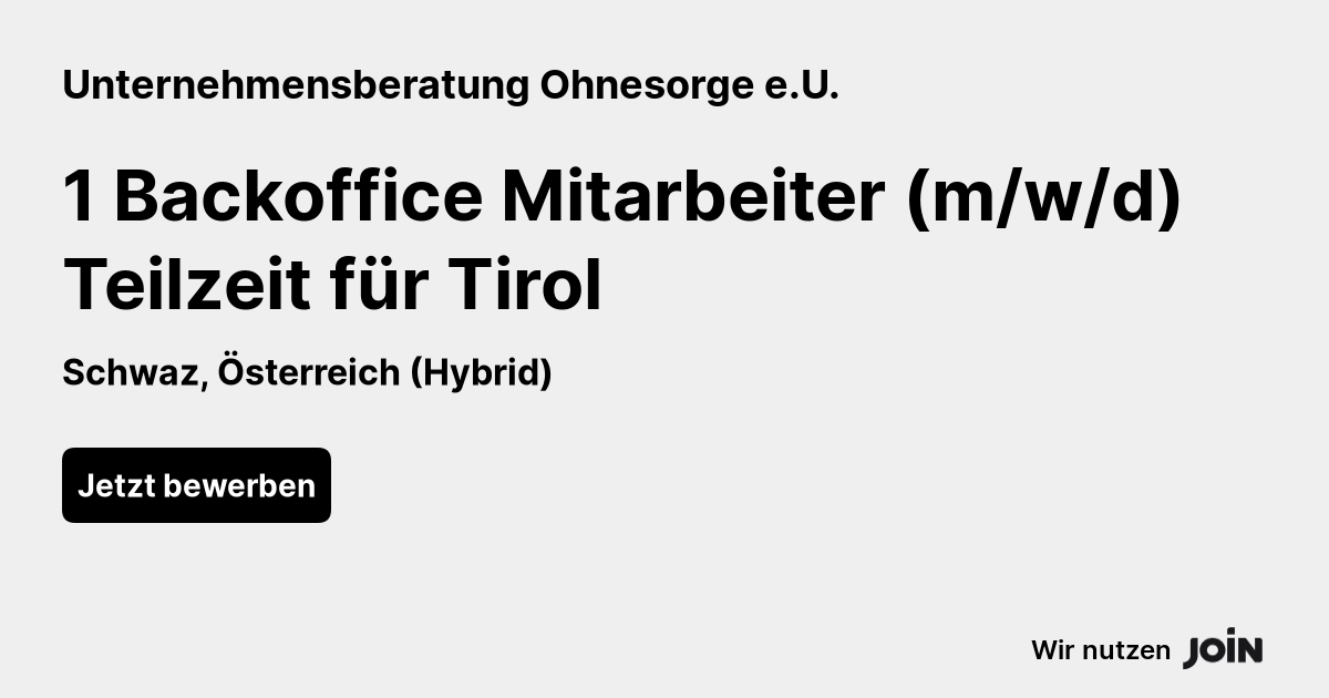 Unternehmensberatung Ohnesorge E U Schwaz Backoffice Mitarbeiter