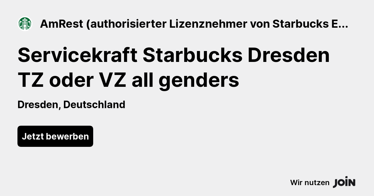 Starbucks Dresden service staff TZ or VZ all genders