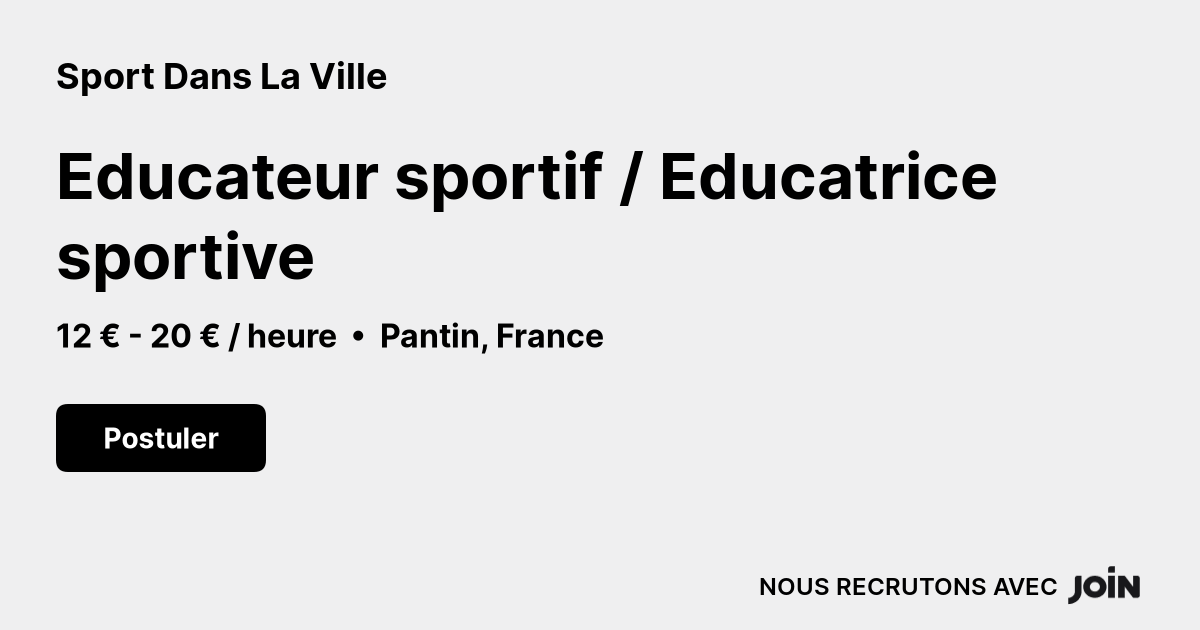 Sport Dans La Ville Pantin Educateur Sportif Educatrice Sportive