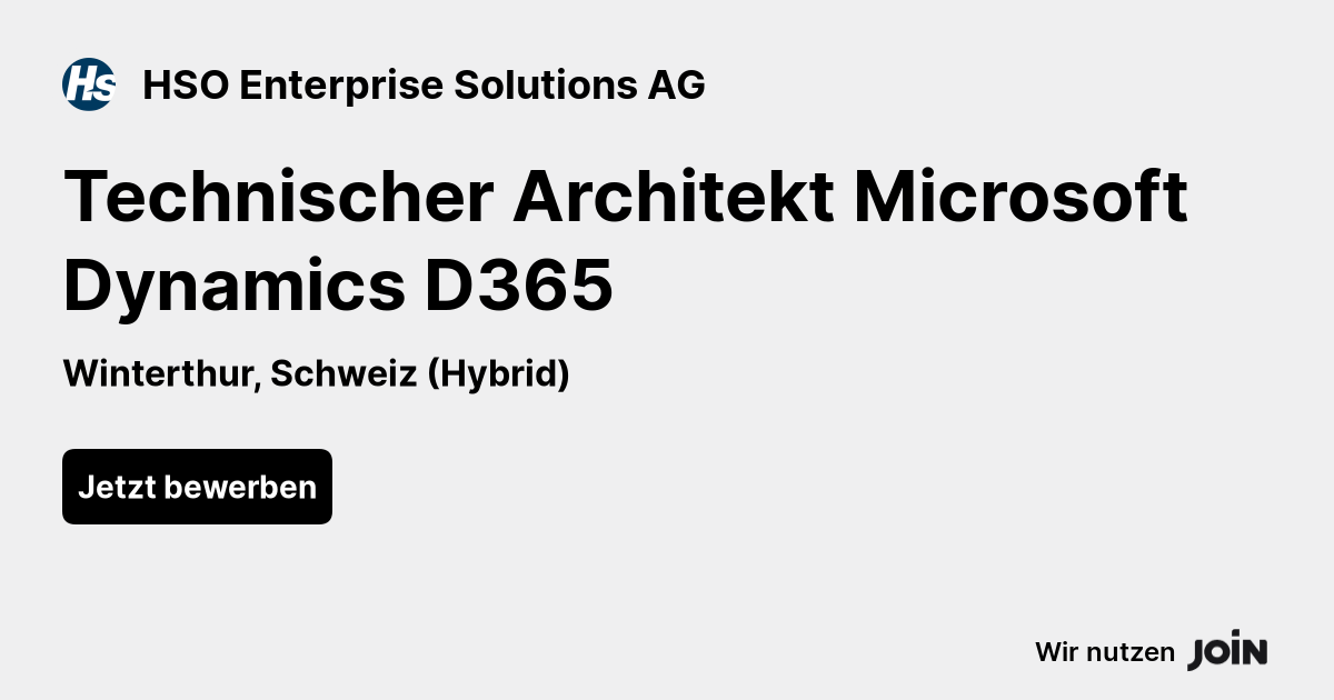 HSO Enterprise Solutions (Winterthur): Technischer Architekt Microsoft ...