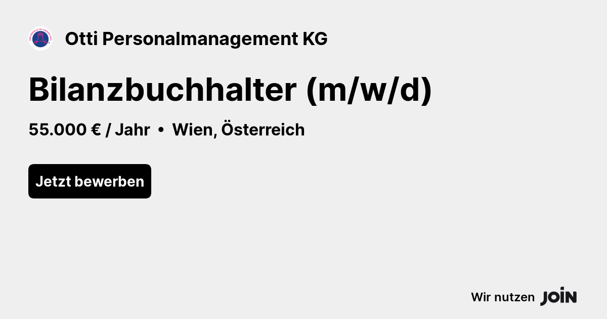 Otti Personalmanagement KG (Wien): Bilanzbuchhalter (m/w/d)