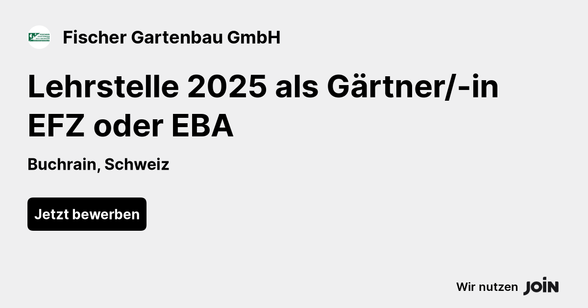 Fischer Gartenbau (Buchrain) Lehrstelle 2025 als Gärtner/in EFZ oder EBA