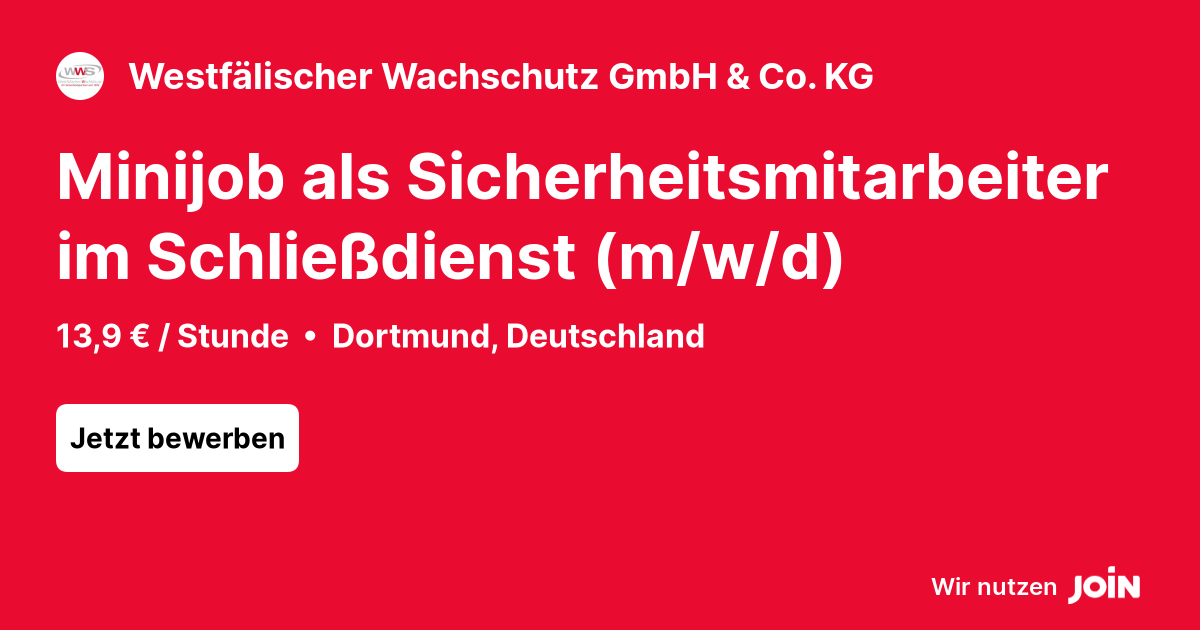 Westfälischer Wachschutz GmbH & Co. KG (Dortmund): Minijob als ...