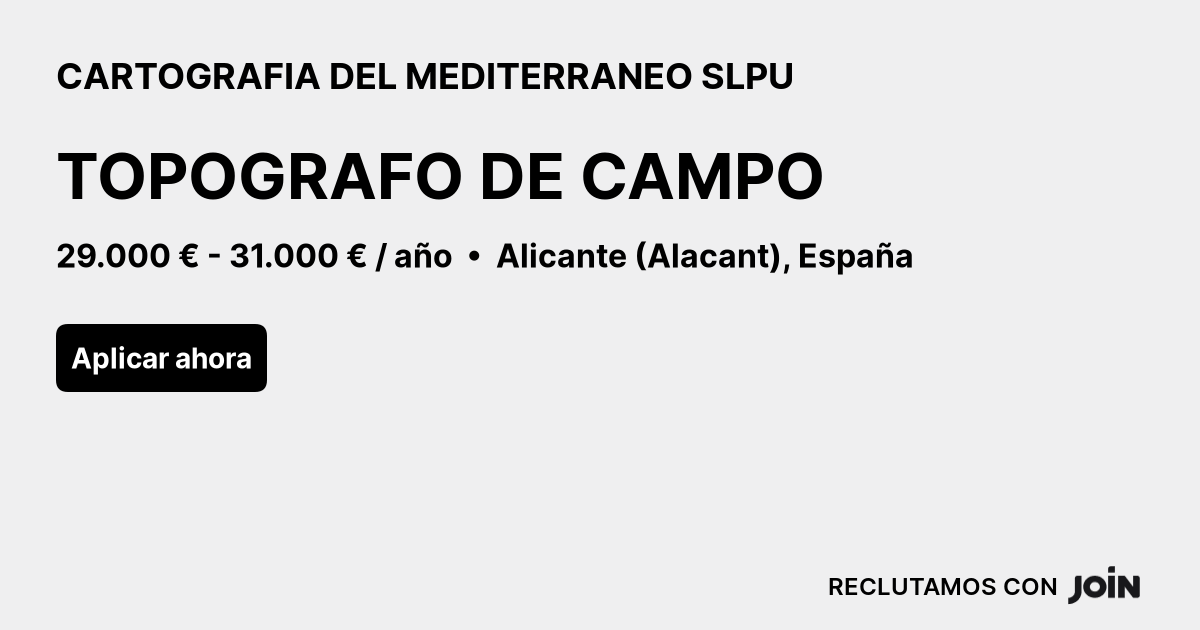 Slpu CARTOGRAFIA DEL MEDITERRANEO SLPU (Alicante (Alacant)): TOPOGRAFO DE CAMPO