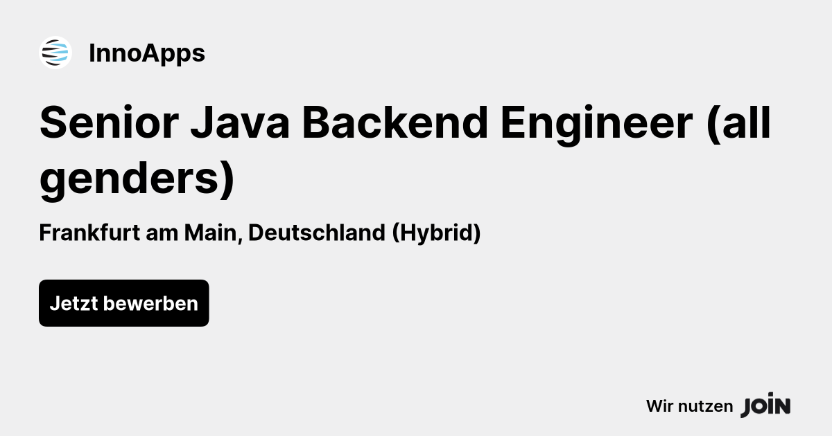 InnoApps (Frankfurt am Main): Senior Java Backend Engineer (all genders)
