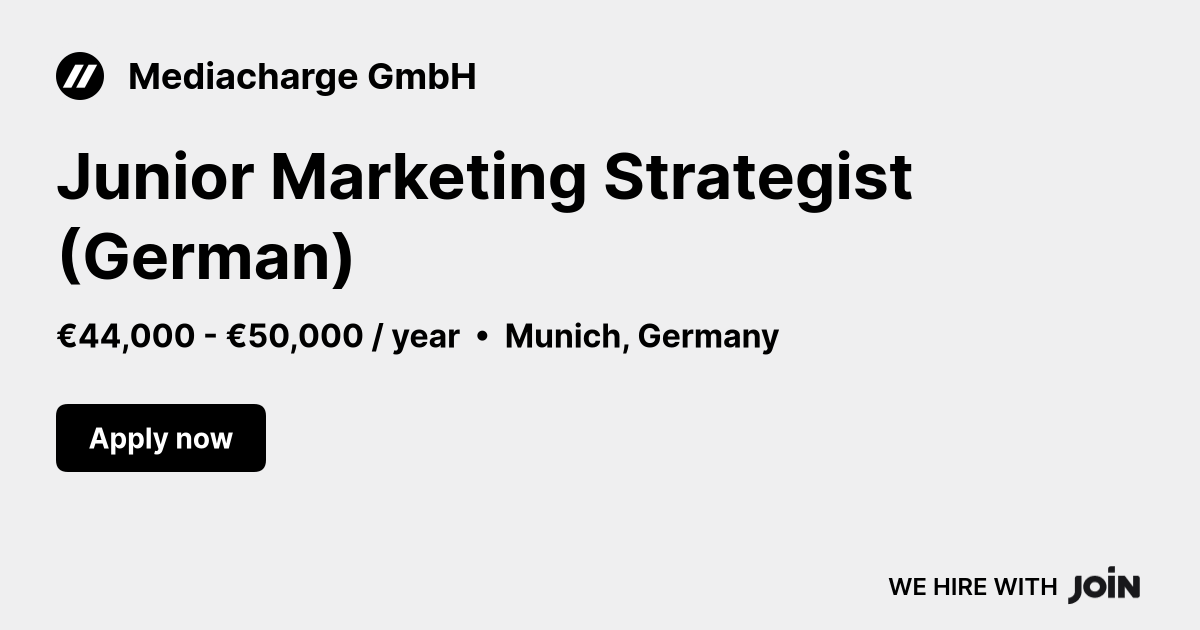 Mediacharge (Munich): Junior Marketing Strategist (German)