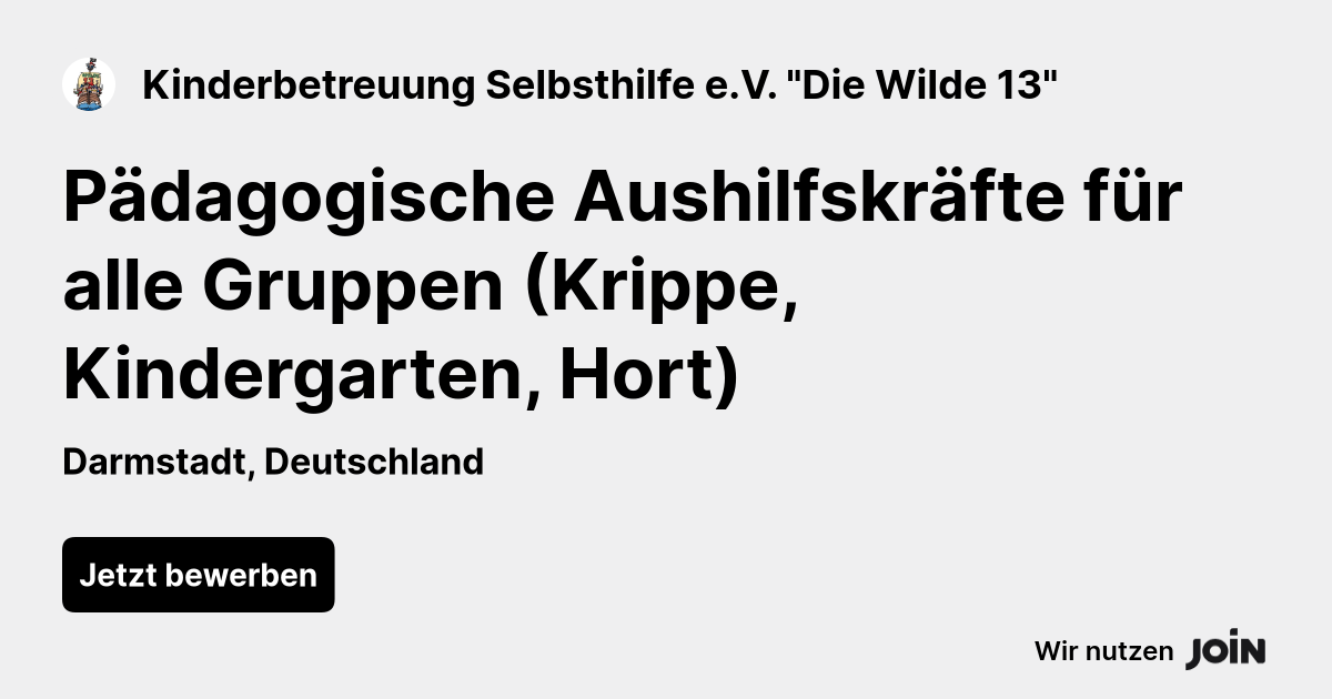 Kinderbetreuung Selbsthilfe e.V. "Die Wilde 13" logo
