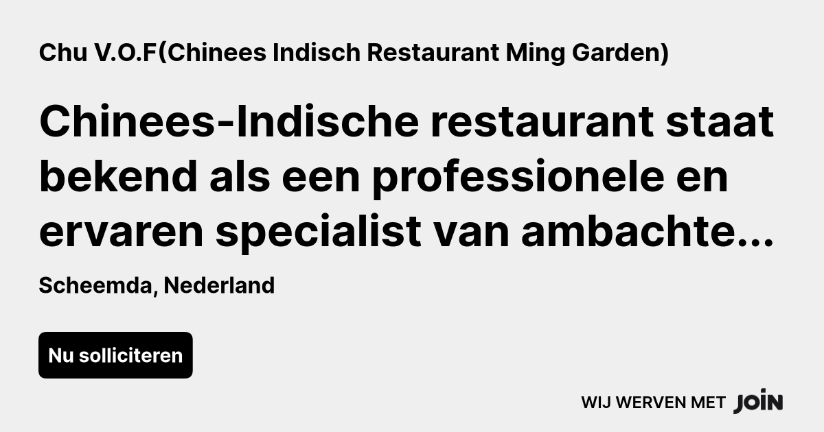 Chu V.O.F(Chinees Indisch Restaurant Ming Garden) logo