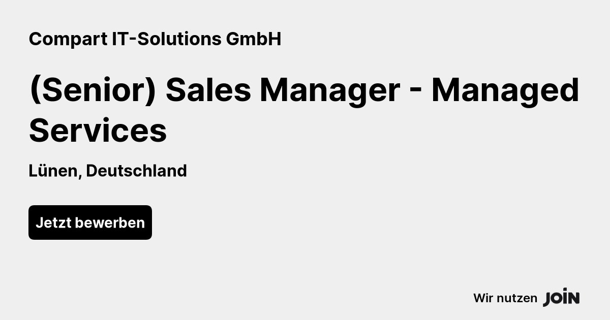 Compart IT Solutions L nen Senior Sales Manager Managed Services