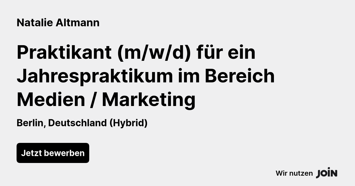 YouTube and Social Media Marketing Internship in Berlin