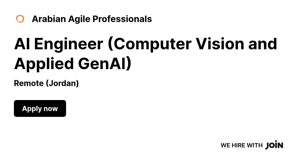 Arabian Agile Professionals (Remote): AI Engineer (Computer Vision and ...