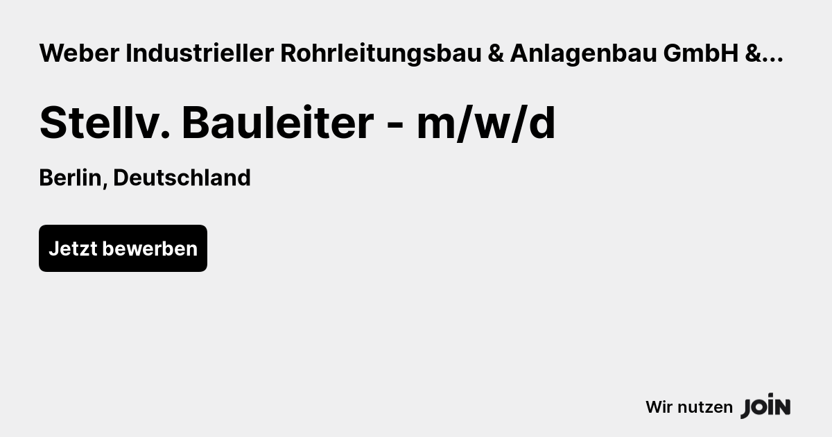 Weber Industrieller Rohrleitungsbau & Anlagenbau GmbH & Co. KG (Berlin ...