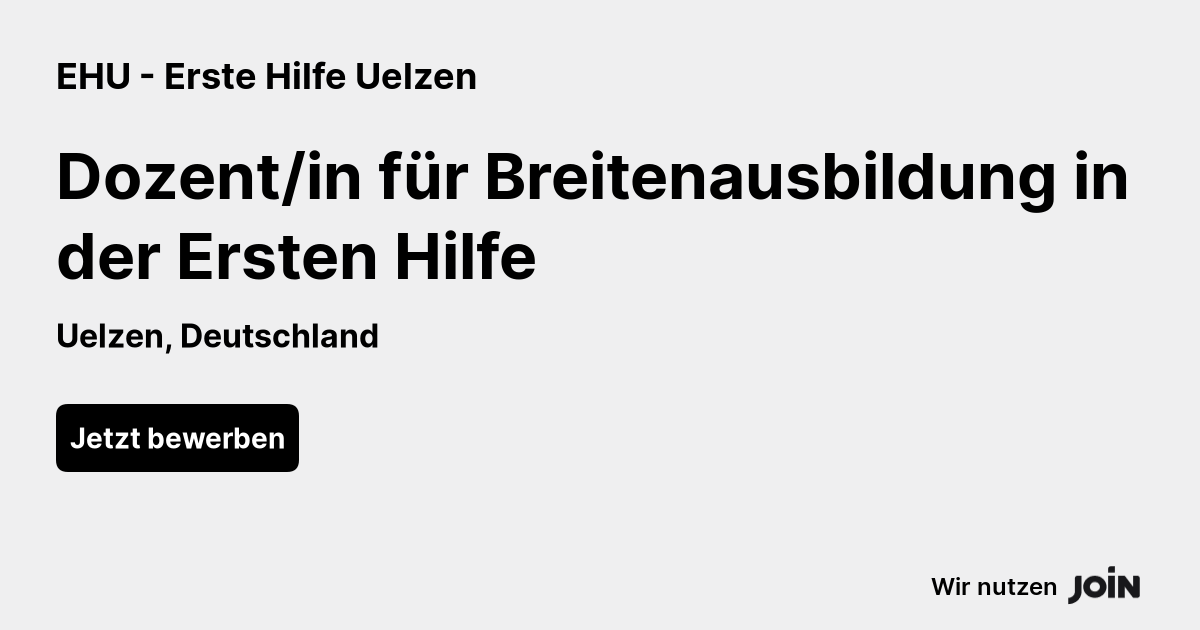 Ehu Erste Hilfe Uelzen Uelzen Dozent In F R Breitenausbildung In