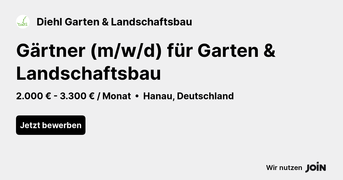 Diehl Garten & Landschaftsbau (Hanau) Gärtner (m/w/d) für Garten