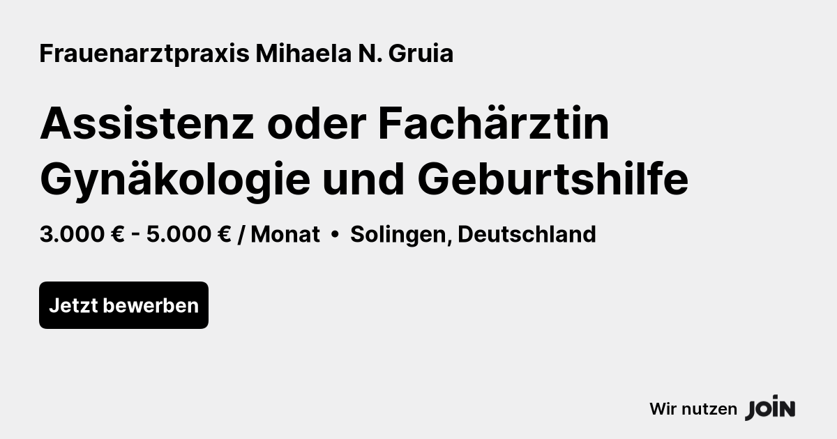 Frauenarztpraxis Mihaela N Gruia Solingen Assistenz Oder Fach Rztin Gyn Kologie Und Geburtshilfe