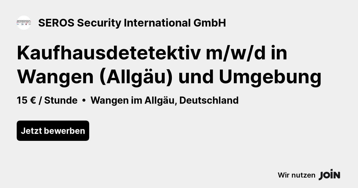 Seros Security International Wangen Im Allgäu Kaufhausdetetektiv Mwd In Wangen Allgäu Und