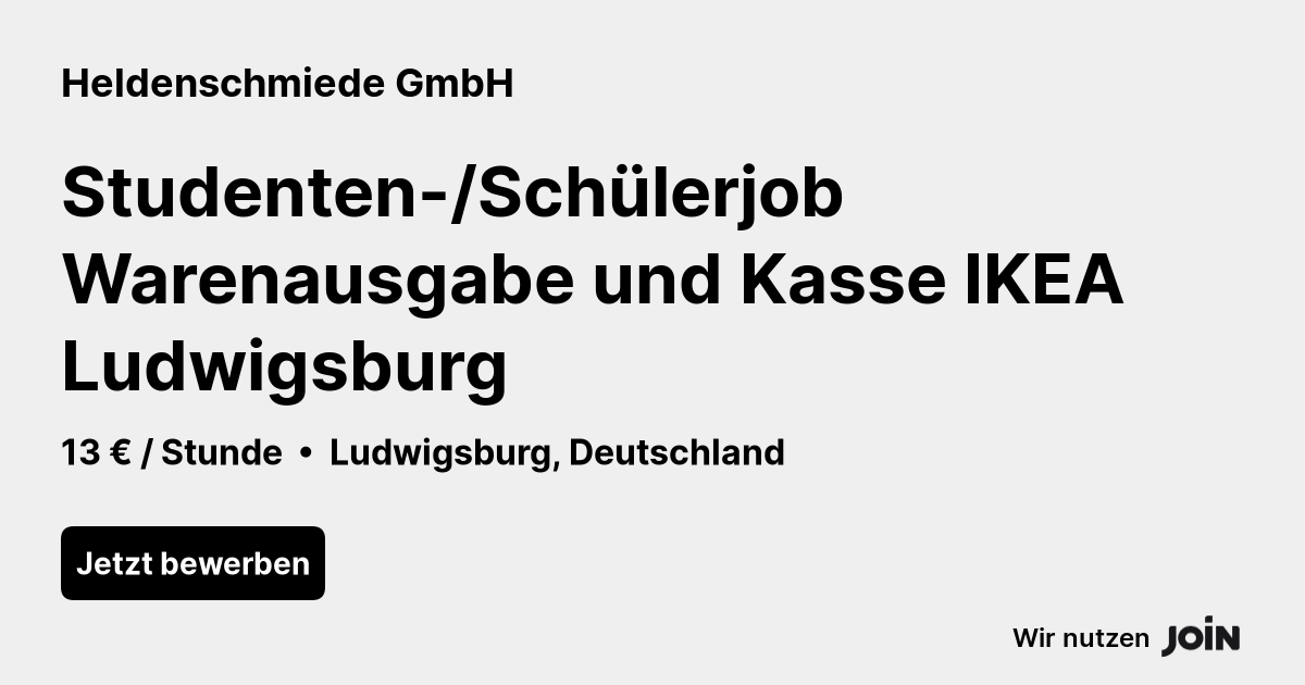 Heldenschmiede (Ludwigsburg) Studenten/Schülerjob Warenausgabe und