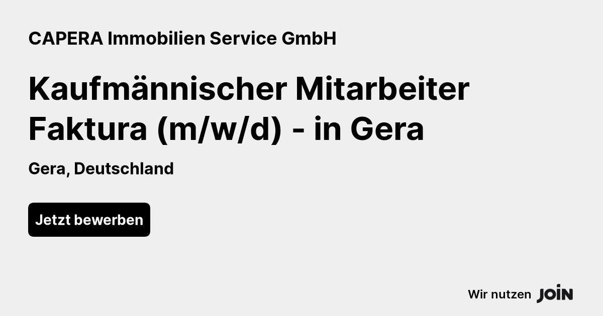 Capera Immobilien Service Gera Kaufmännischer Mitarbeiter Faktura Mwd In Gera 