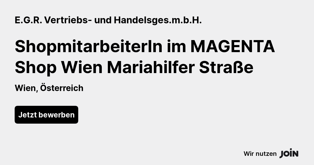 E.G.R. Vertriebs- Und Handelsges.m.b.H. (Remote): ShopmitarbeiterIn Im ...