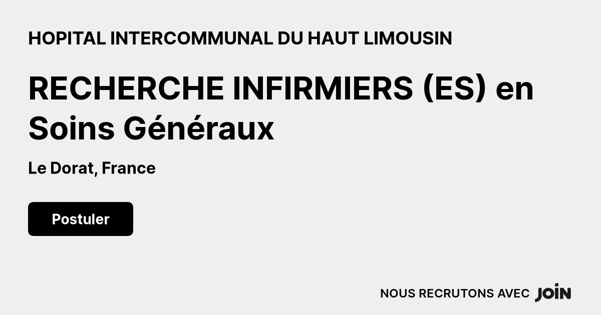 Hopital Intercommunal Du Haut Limousin (le Dorat): Recherche Infirmiers 