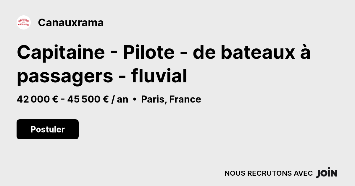 Canauxrama (Paris): Capitaine - Pilote - de bateaux à passagers - fluvial