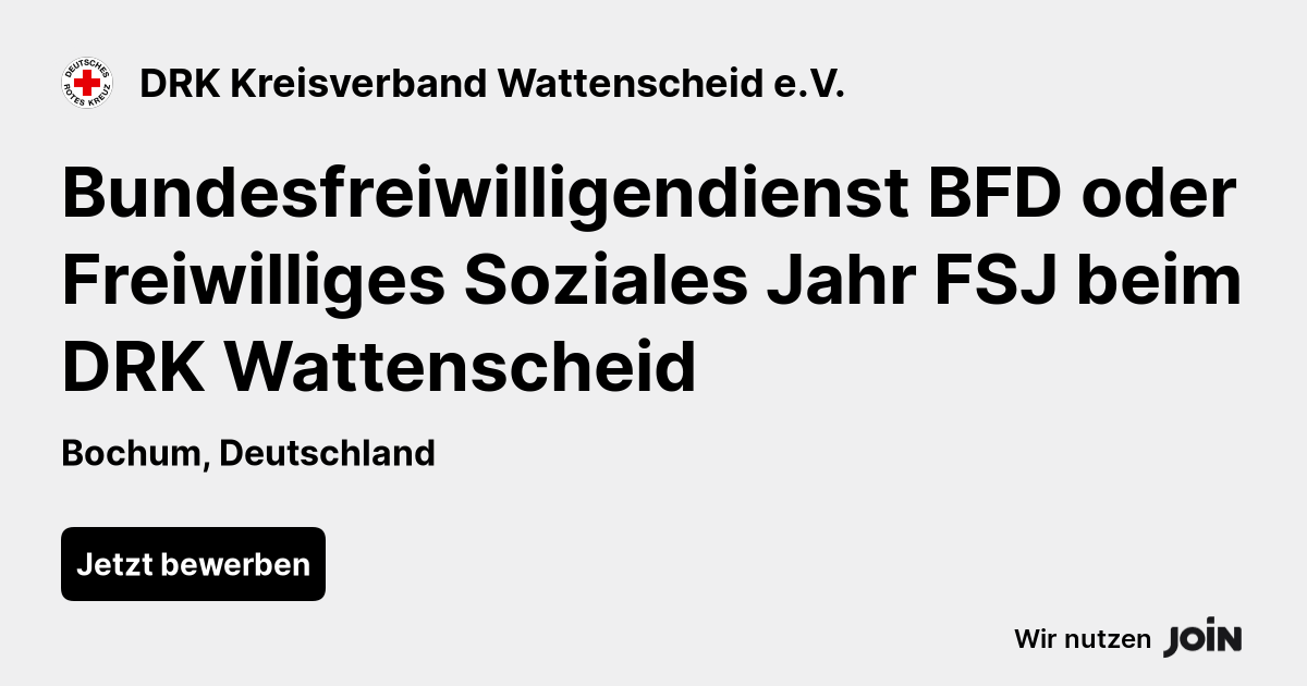 DRK Kreisverband Wattenscheid E.V. (Bochum): Bundesfreiwilligendienst ...