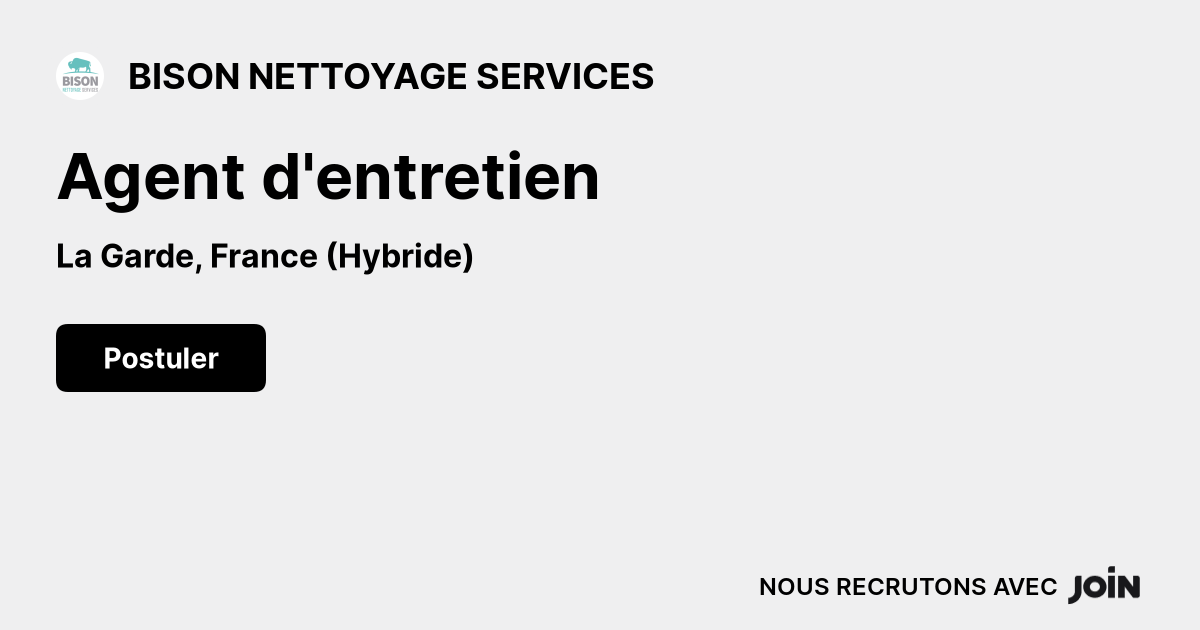 BISON NETTOYAGE SERVICES (La Garde): Agent d'entretien