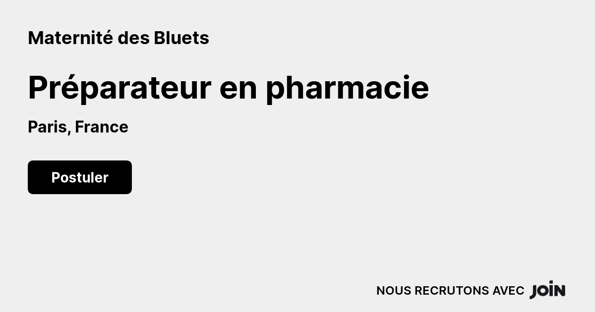 Maternit Des Bluets Paris Pr Parateur En Pharmacie