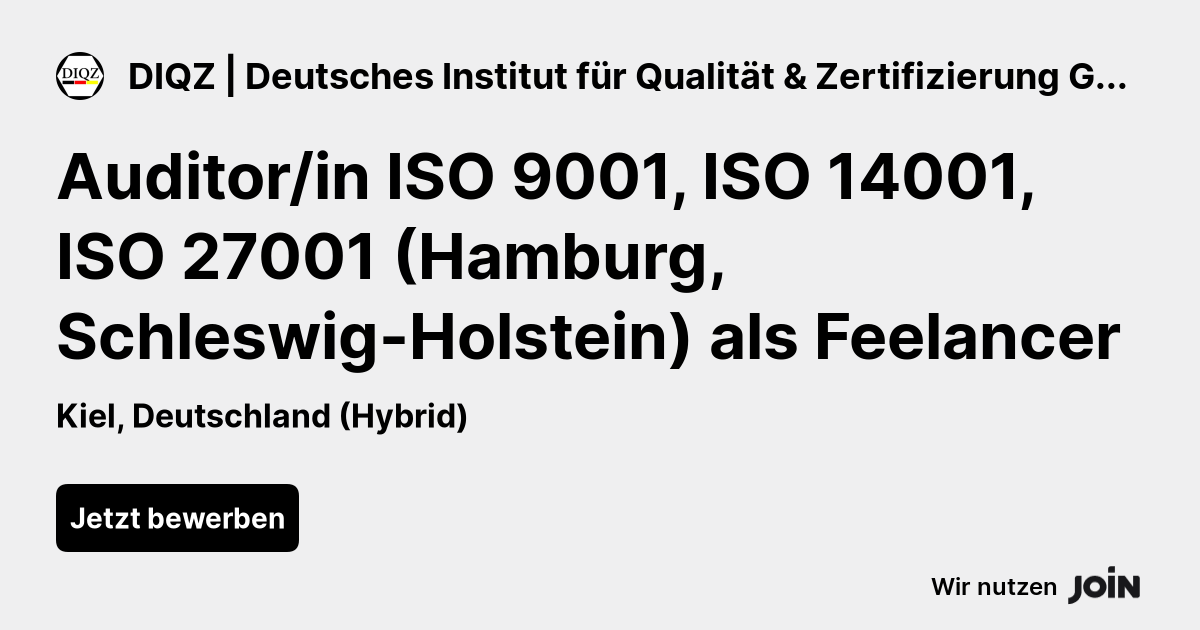 DIQZ Deutsches Institut für Qualität Zertifizierung Kiel Auditor