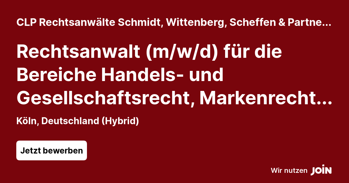 Lawyer (m/f/d) for the areas of commercial and corporate law, trademark law and competition law