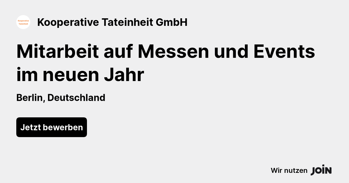 Kooperative Tateinheit Berlin Mitarbeit Auf Messen Und Events Im